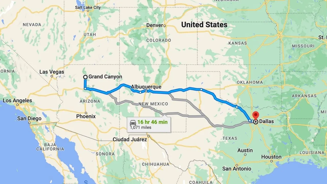Grand Canyon To Dallas Road Trip