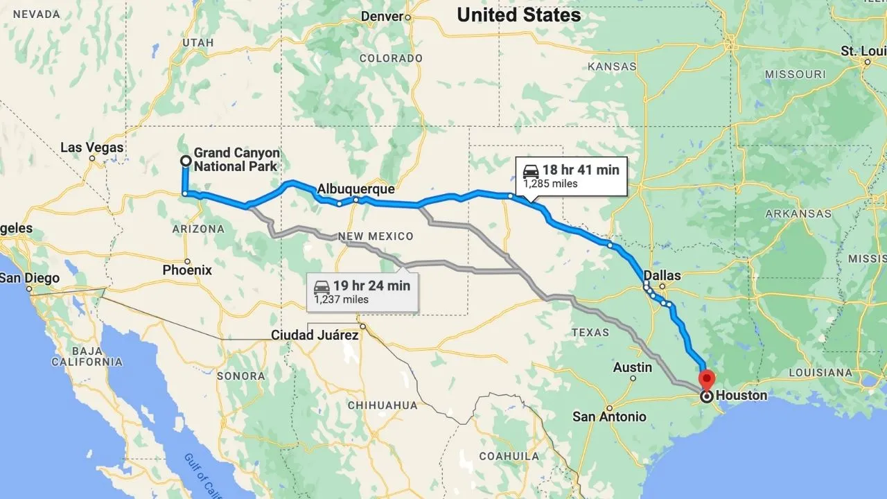 Grand Canyon To Houston Road Trip