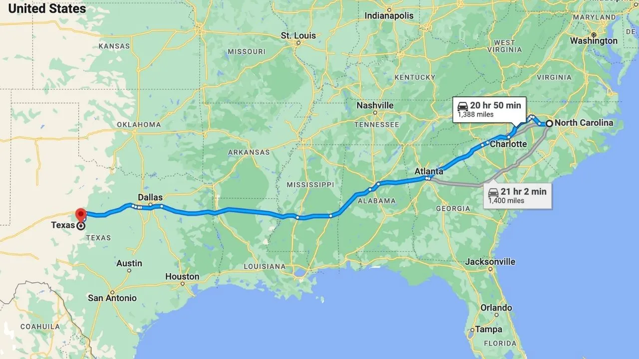 Road Trip From North Carolina To Texas