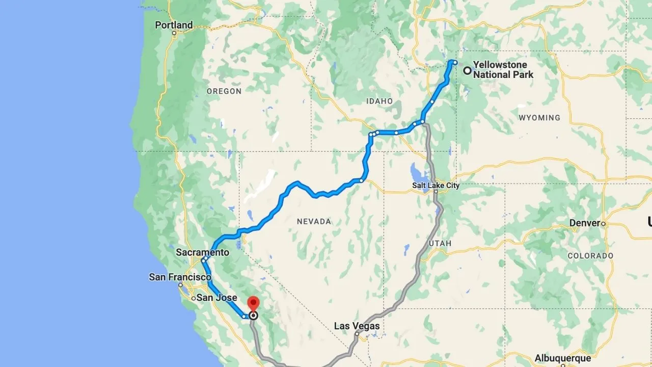 Yellowstone To California Road Trip