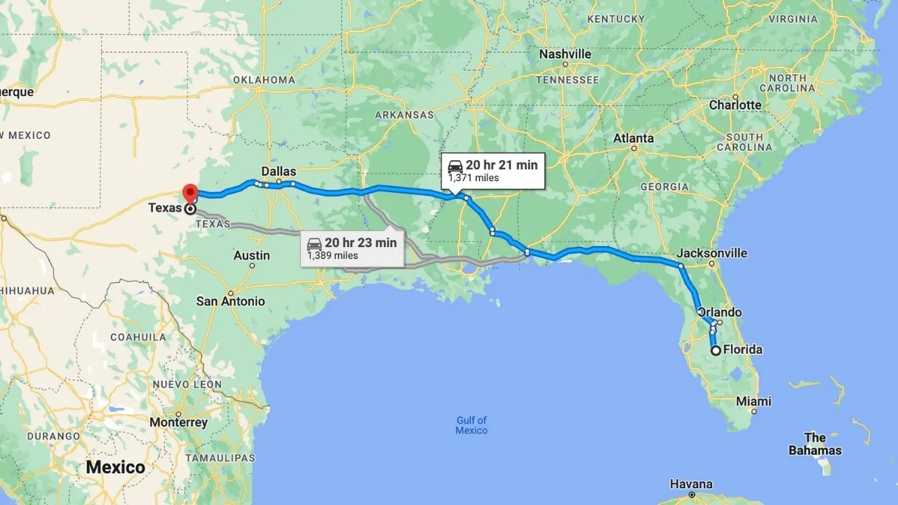 Road Trip From Florida To Texas