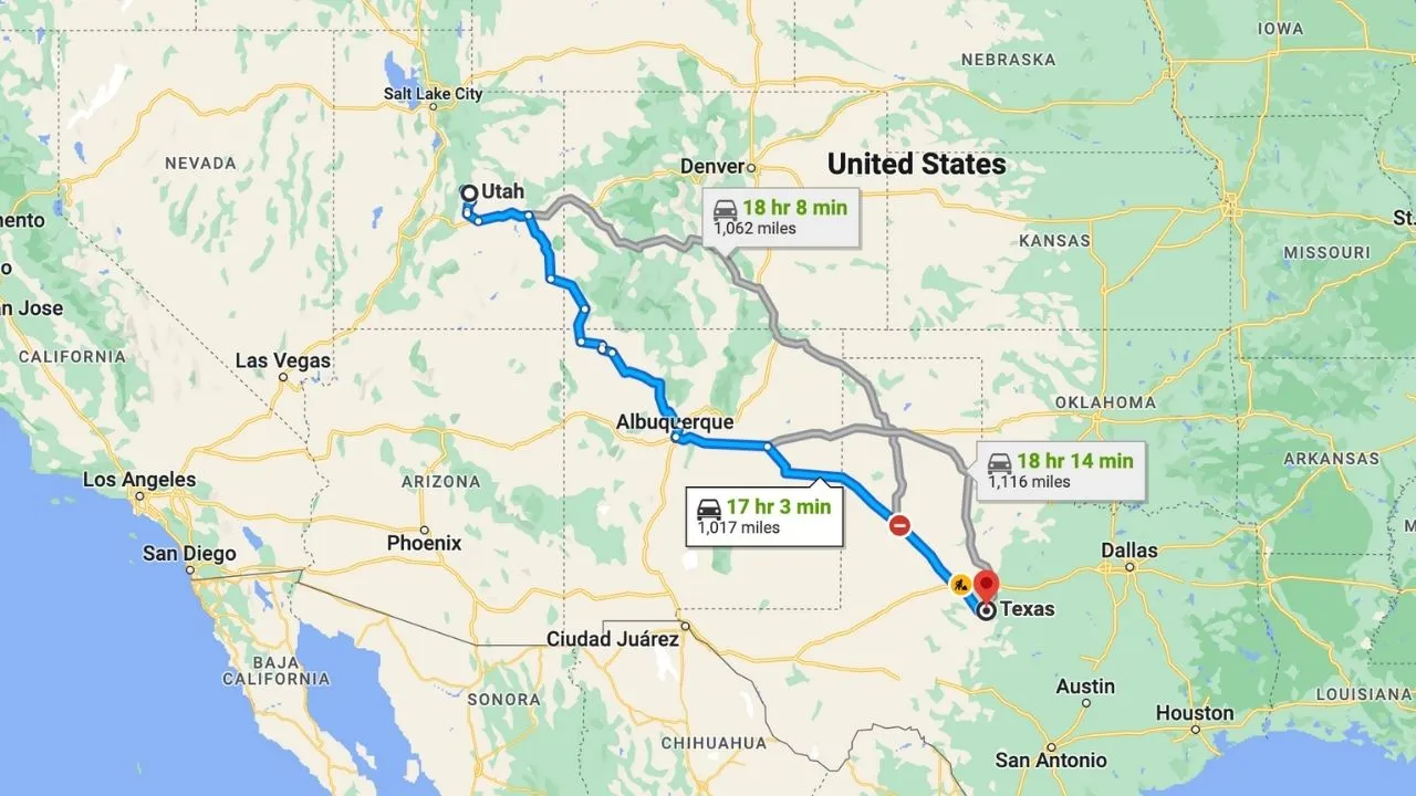 Road Trip From Utah To Texas