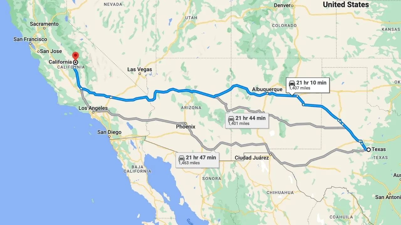 Road Trip From Texas To California