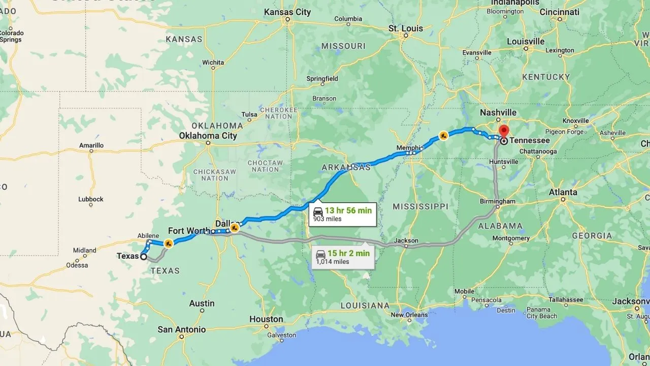 Road Trip From Texas To Tennessee