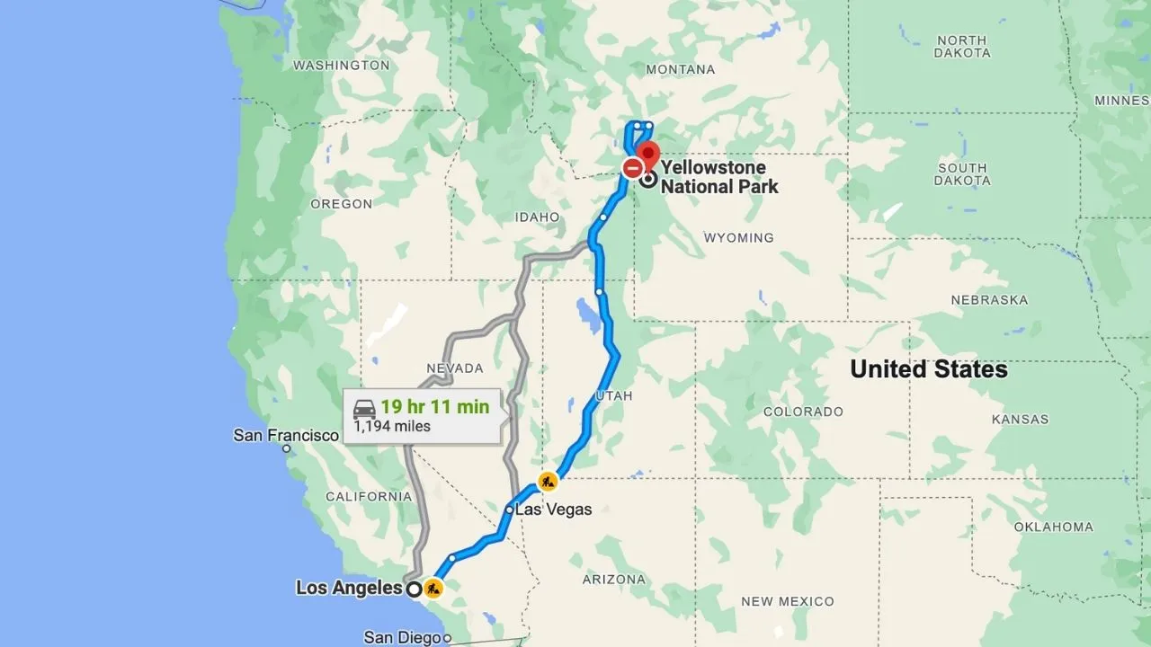 Los Angeles To Yellowstone Road Trip