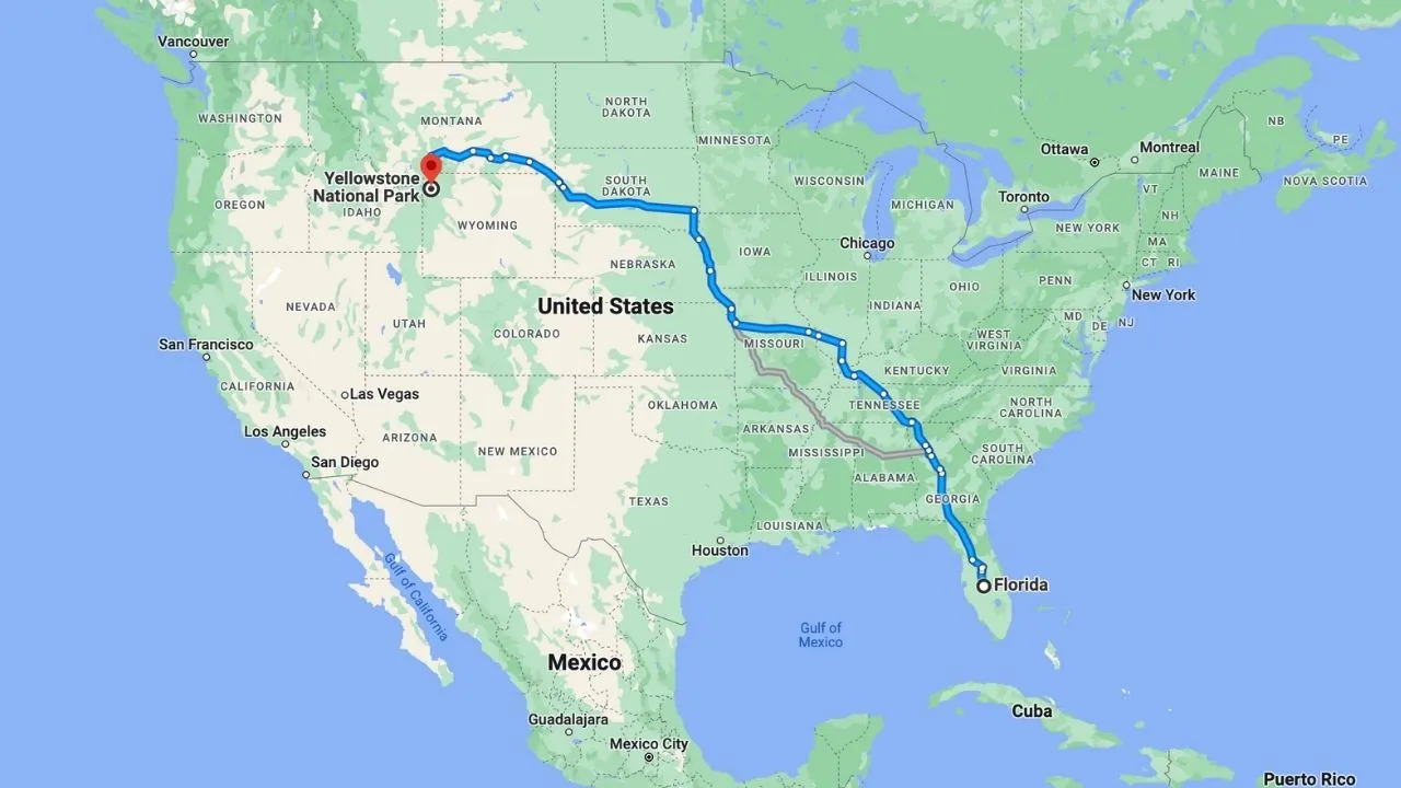 Florida To Yellowstone National Park Road Trip