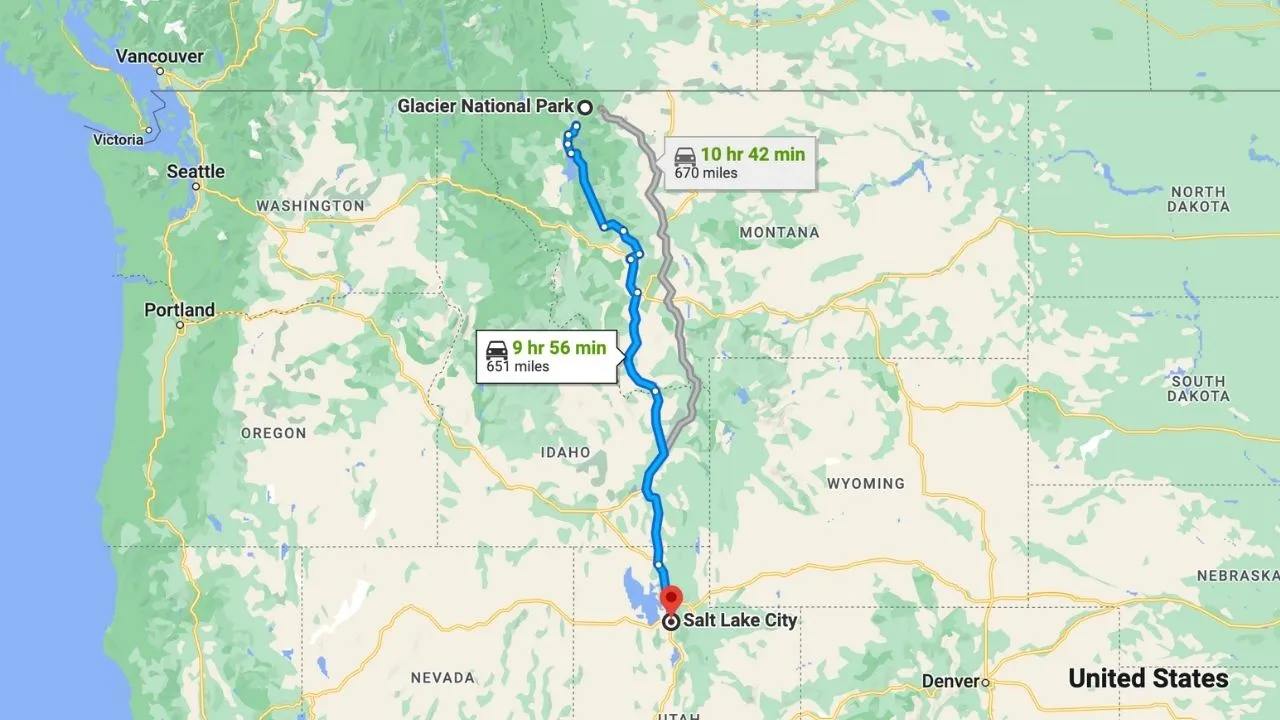 Glacier National Park To Salt Lake City Road Trip