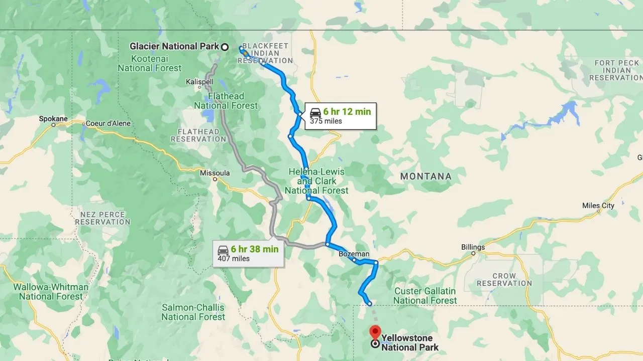 Glacier National Park To Yellowstone Road Trip