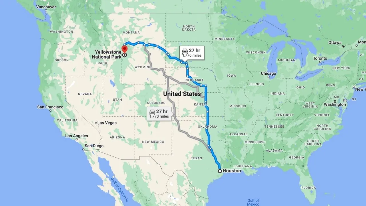Houston To Yellowstone National Park Road Trip