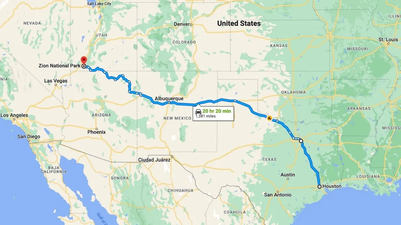 Houston To Zion National Park Road Trip