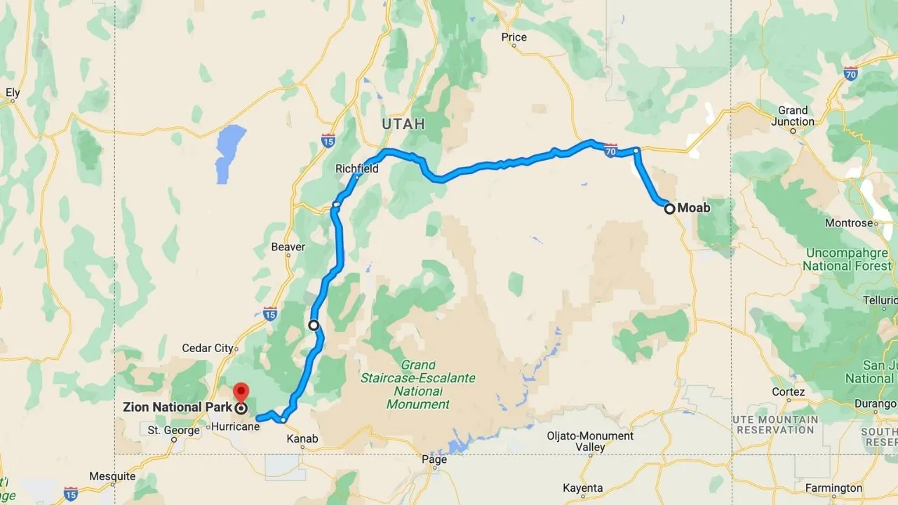 Moab To Zion National Park Road Trip