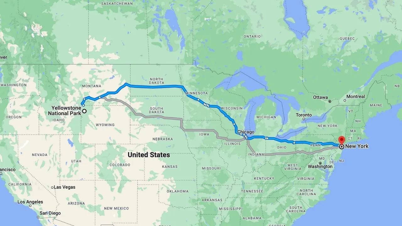 Yellowstone National Park To New York Road Trip