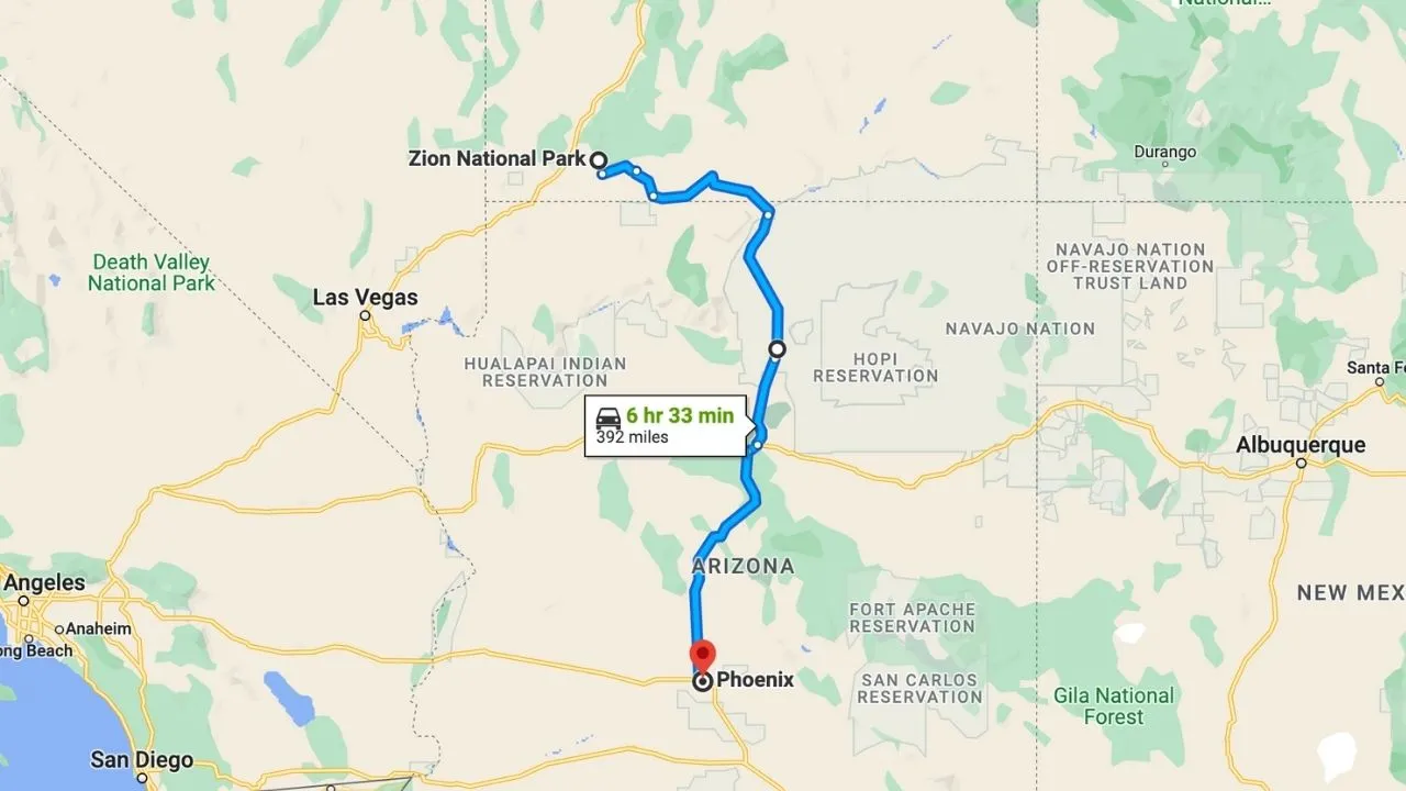 Zion National Park To Phoenix Road Trip