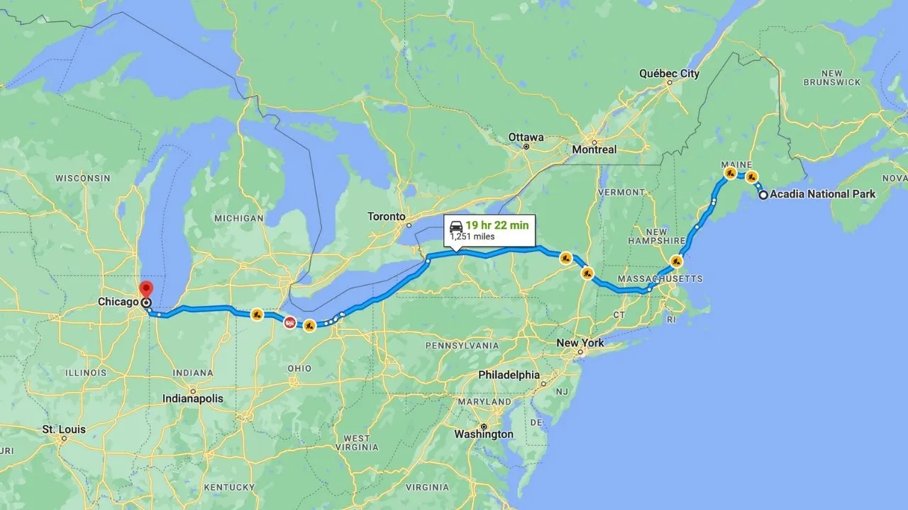 Acadia National Park To Chicago Road Trip
