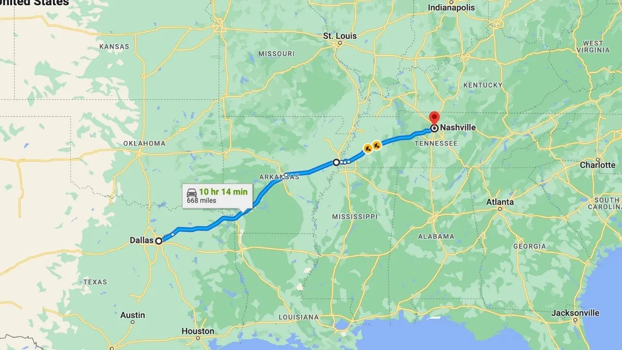 Dallas To Nashville Road Trip