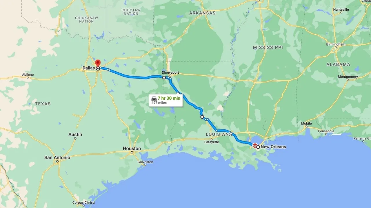 New Orleans To Dallas Road Trip