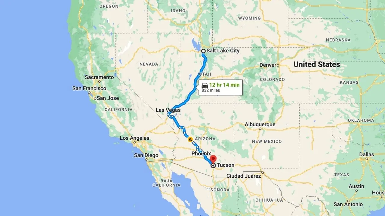 Salt Lake City To Tucson Road Trip