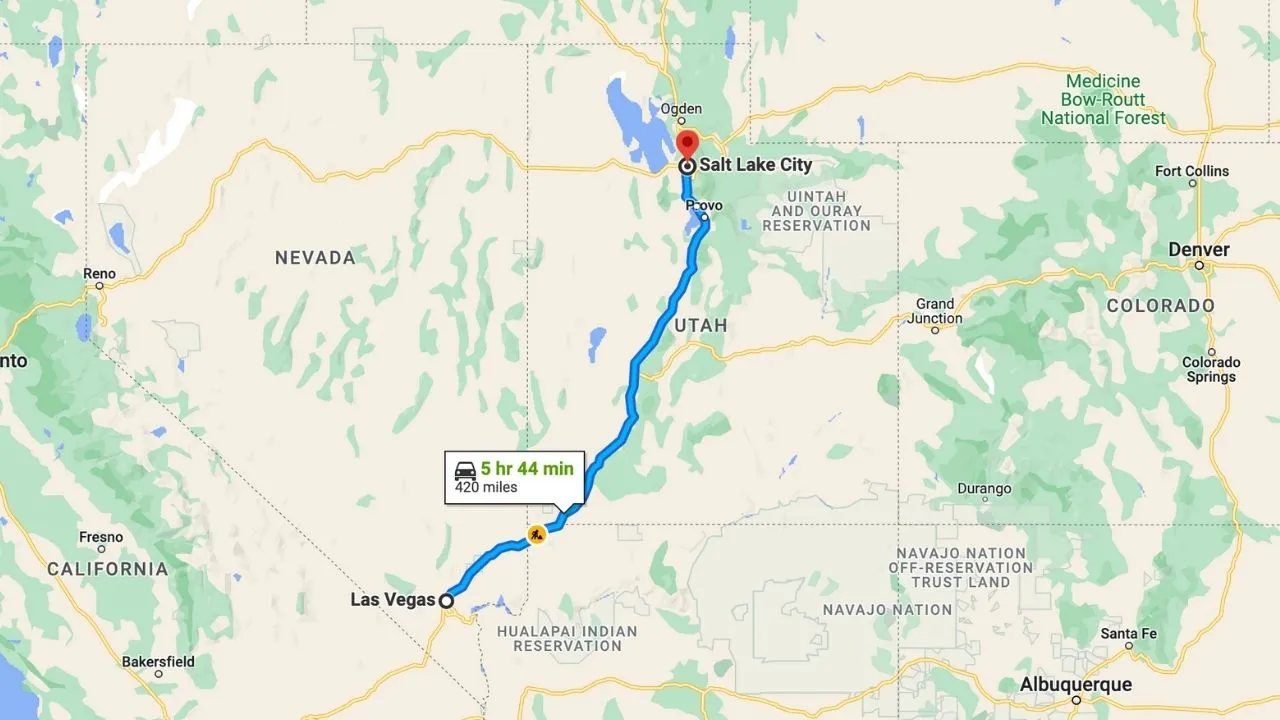Las Vegas To Salt Lake City Road Trip