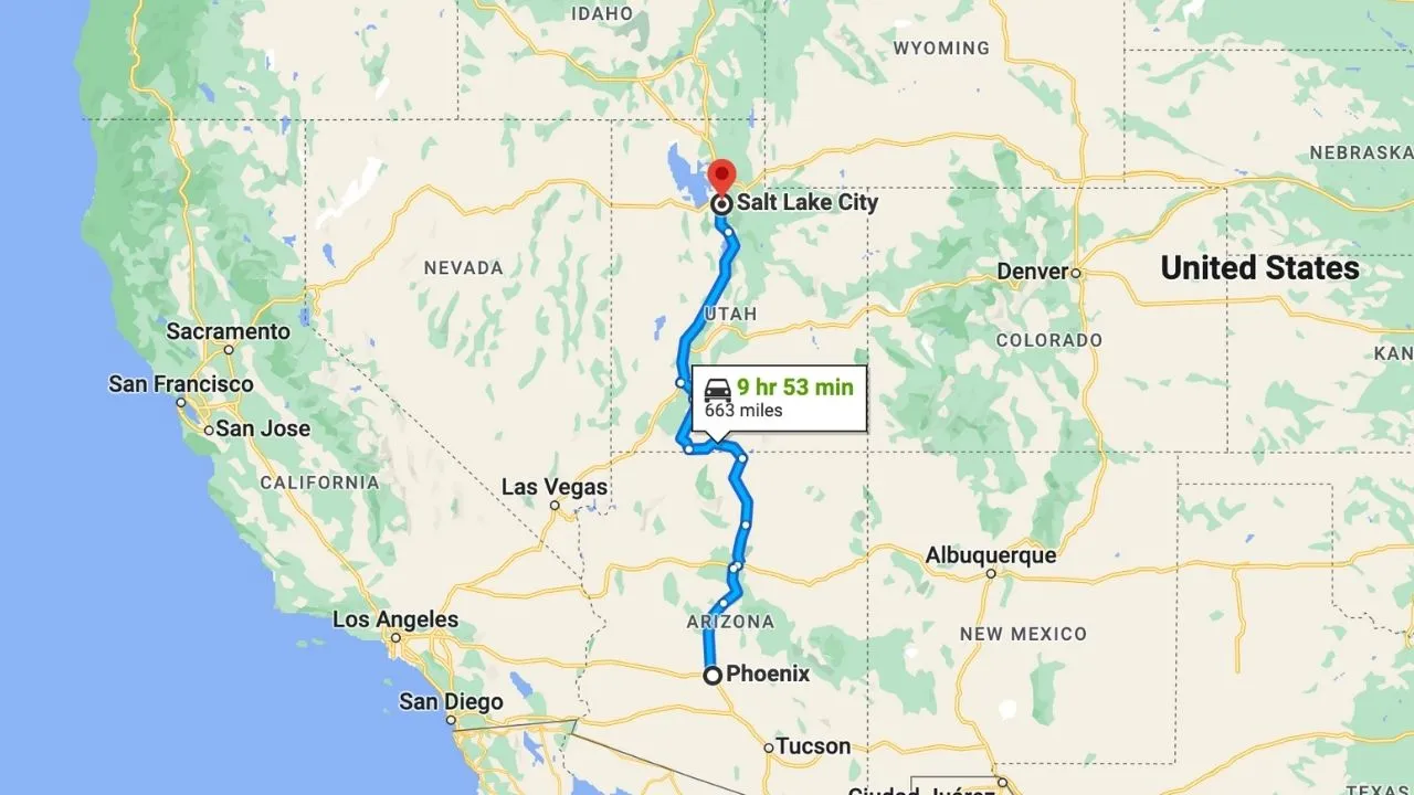 Phoenix To Salt Lake City Road Trip