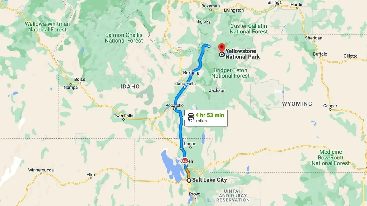 Salt Lake City To Yellowstone Road Trip
