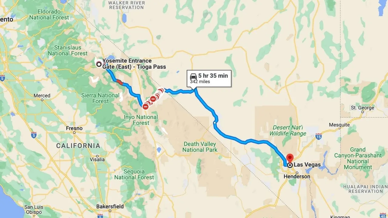 Yosemite National Park To Las Vegas Road Trip