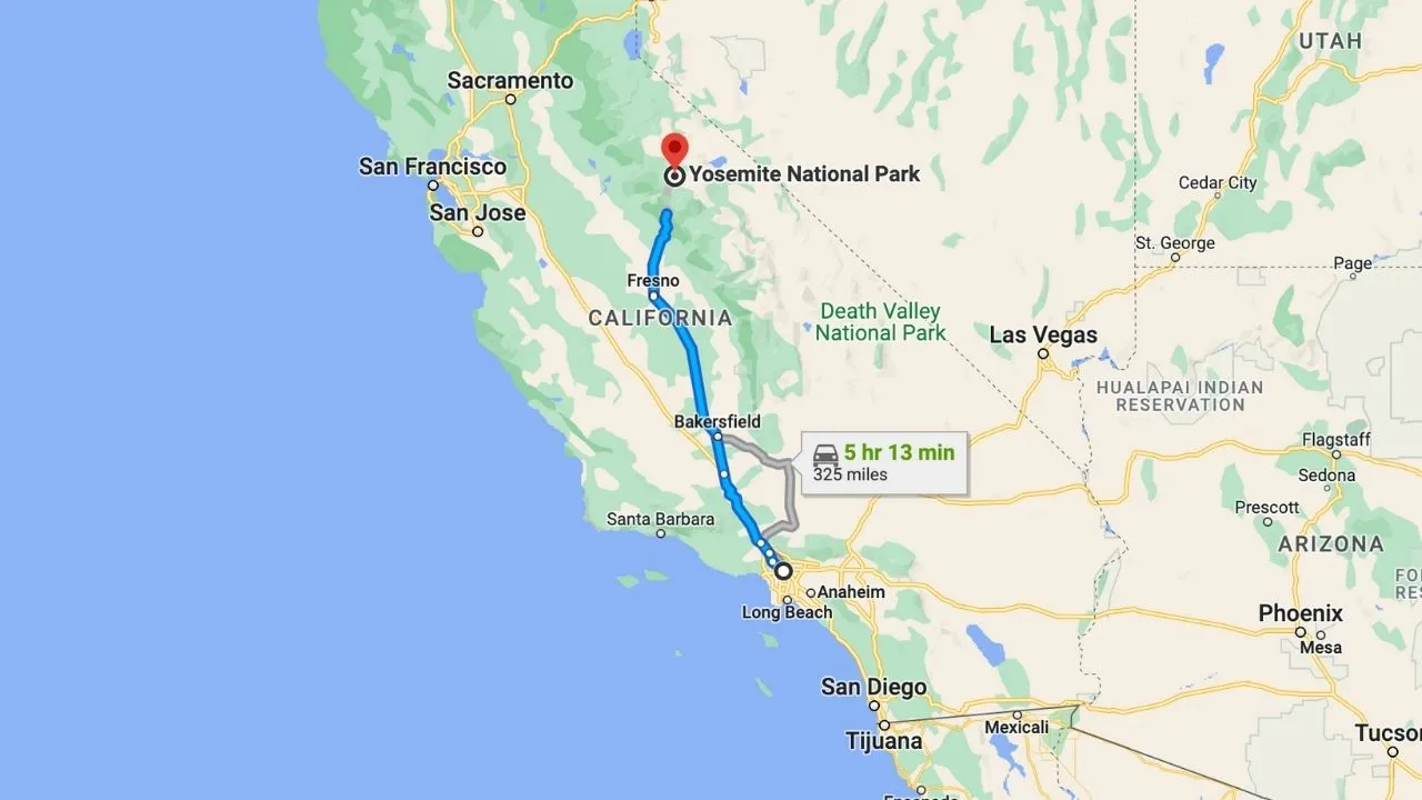 Los Angeles To Yosemite National Park Road Trip