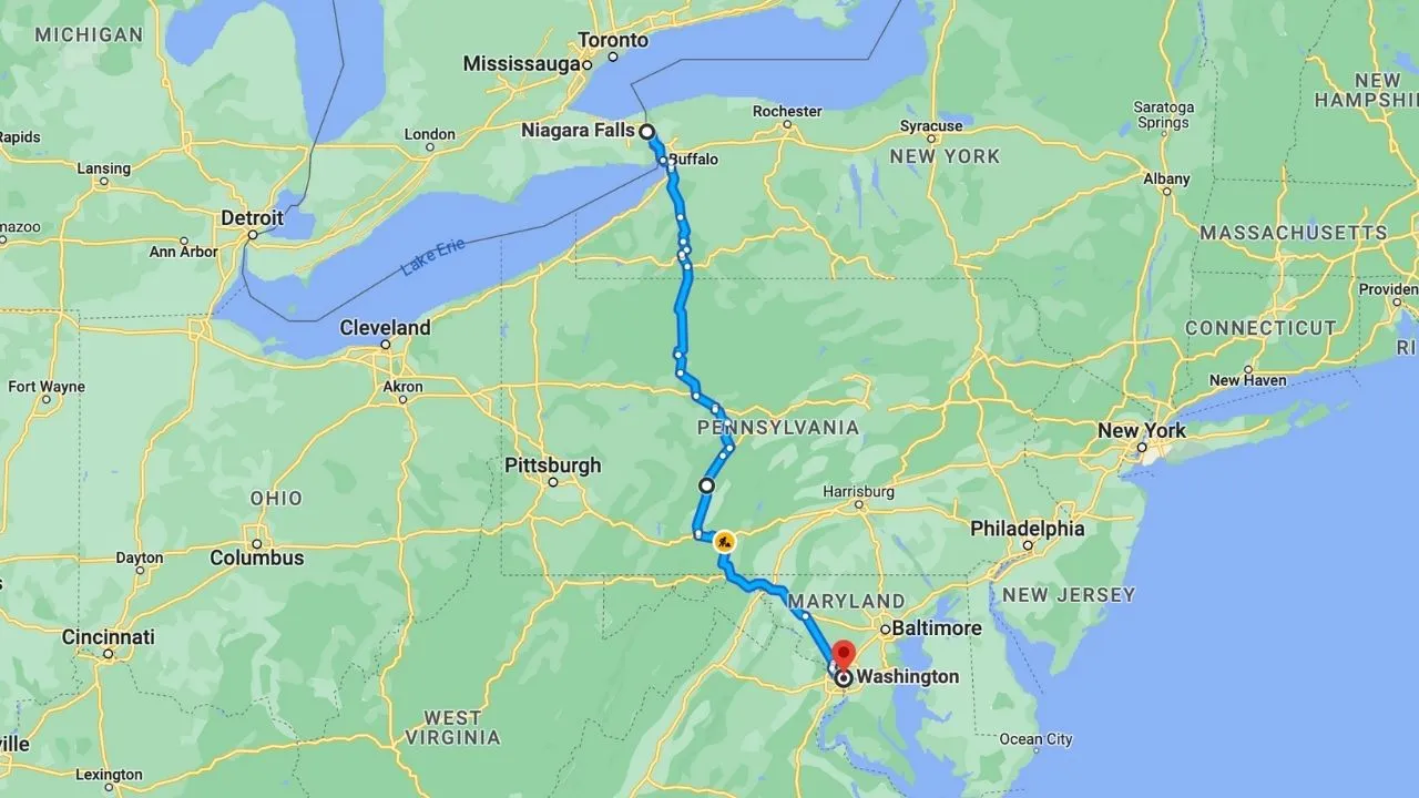 Niagara Falls To Washington DC Road Trip